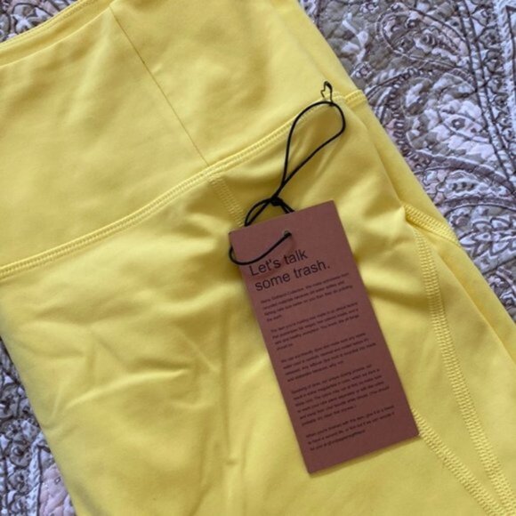 Girlfriend Collective Women Yellow High-Rise Compression Leggings Size XL - Picture 7 of 10